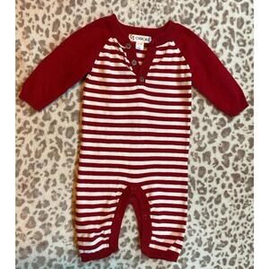 Cherokee Brand Jumpsuit, Red And White Stripe Size